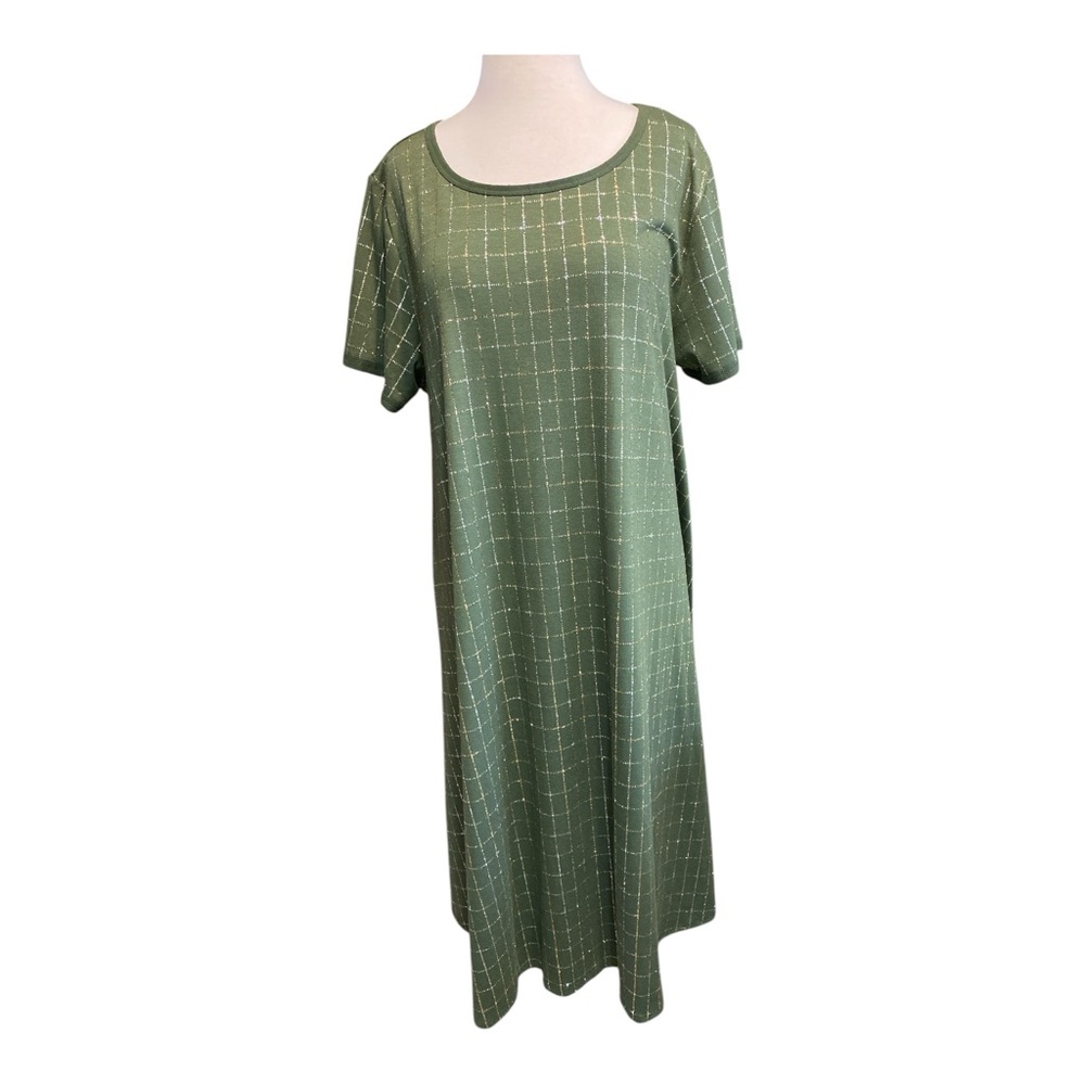 LuLaRoe Green Checkered Midi Dress